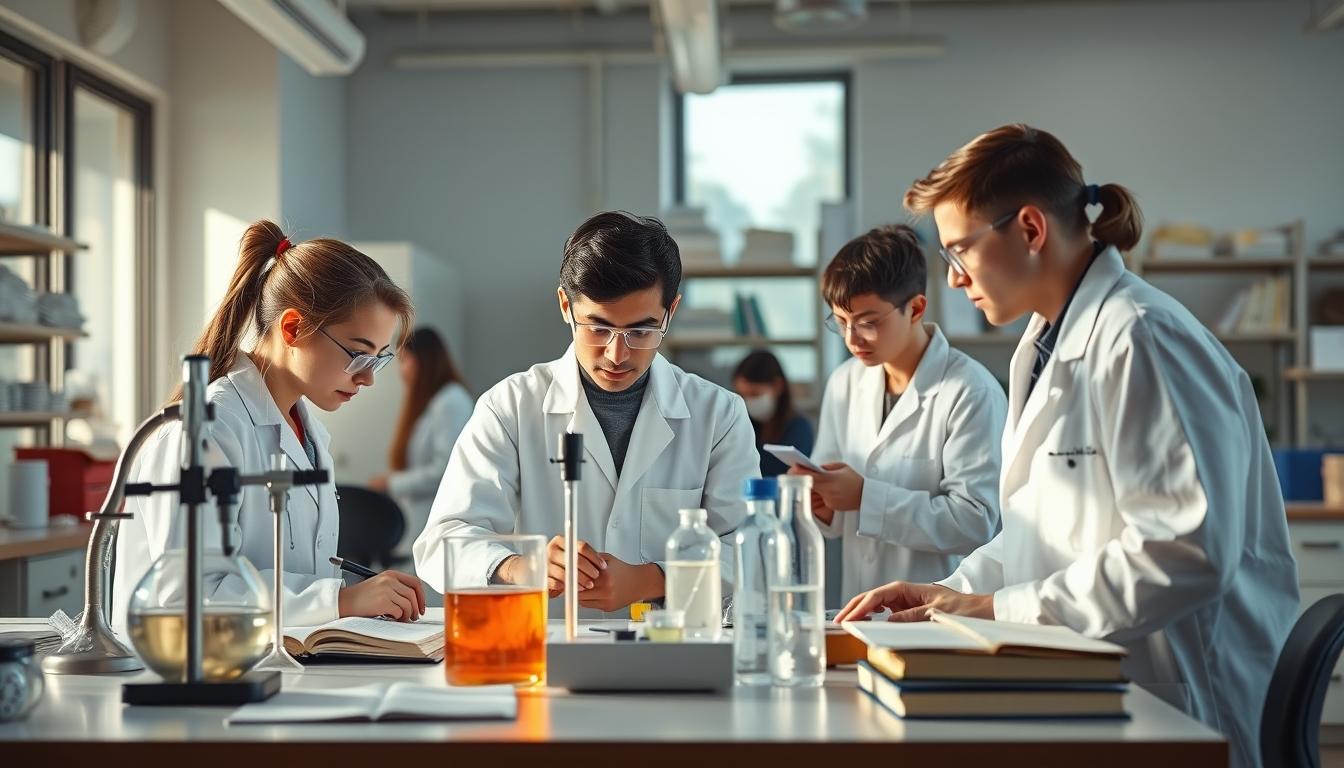 Student using a study guide to organize academic notes